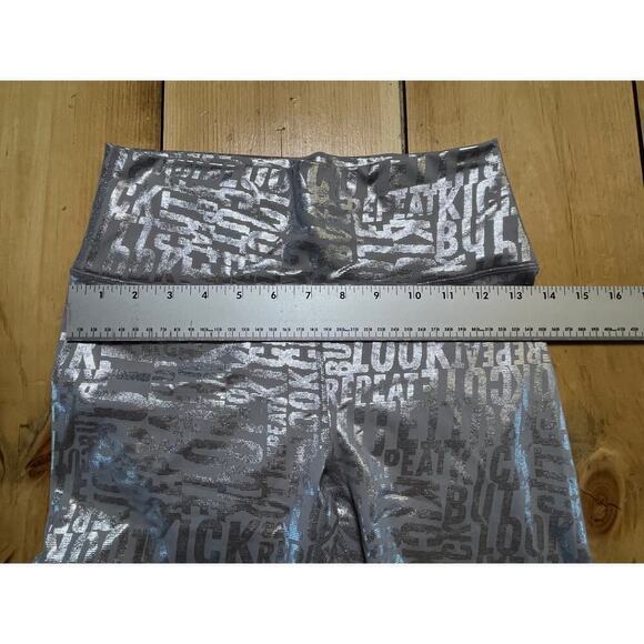 Fabletics Power Hold Size Small Silver Metallic Shiny Leggings. graphics. Small - Picture 7 of 7